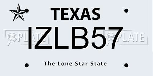 IZLB57 Texas License Plate