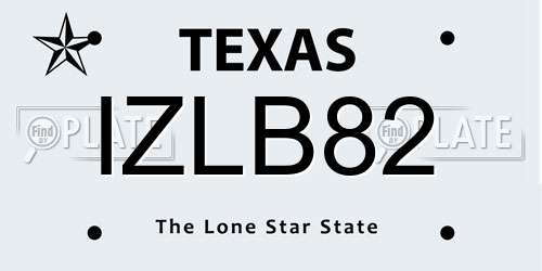 IZLB82 Texas License Plate