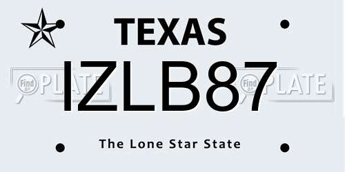 IZLB87 Texas License Plate