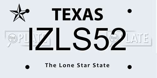 IZLS52 Texas License Plate