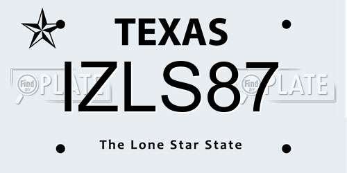 IZLS87 Texas License Plate