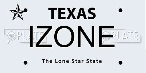 IZONE Texas License Plate