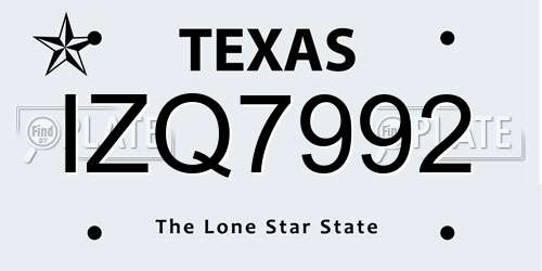 IZQ7992 Texas License Plate