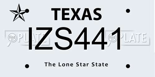 IZS441 Texas License Plate