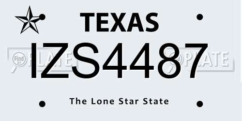IZS4487 Texas License Plate