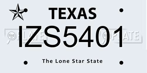 IZS5401 Texas License Plate