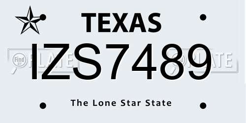 IZS7489 Texas License Plate