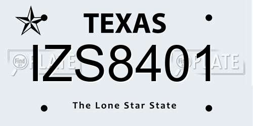 IZS8401 Texas License Plate