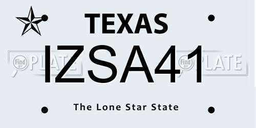 IZSA41 Texas License Plate