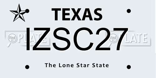 IZSC27 Texas License Plate