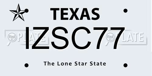 IZSC77 Texas License Plate