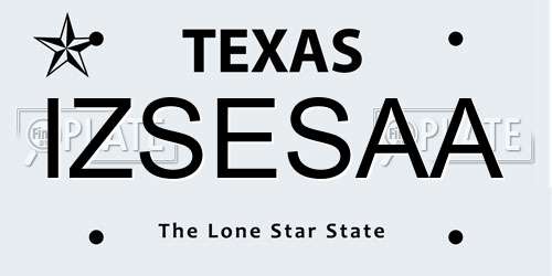 IZSESAA Texas License Plate