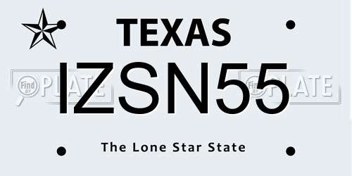 IZSN55 Texas License Plate