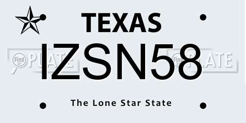 IZSN58 Texas License Plate