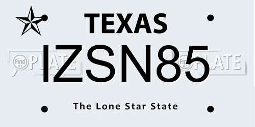 IZSN85 Texas License Plate