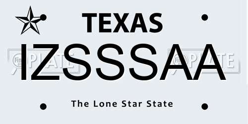 IZSSSAA Texas License Plate