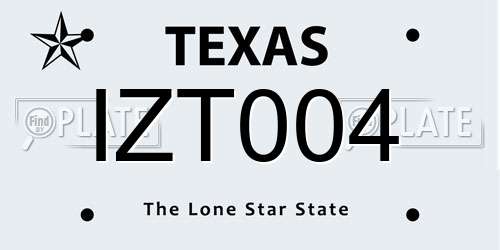 IZT004 Texas License Plate