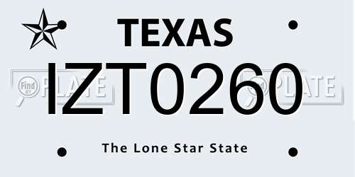 IZT0260 Texas License Plate