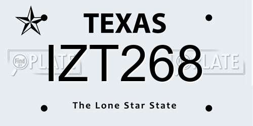 IZT268 Texas License Plate