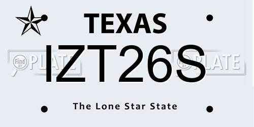 IZT26S Texas License Plate