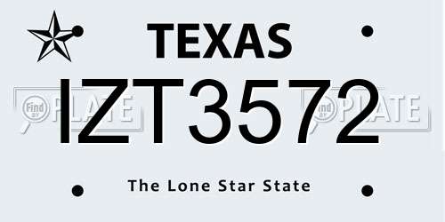 IZT3572 Texas License Plate