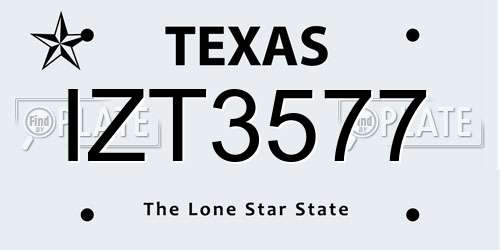 IZT3577 Texas License Plate