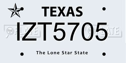 IZT5705 Texas License Plate