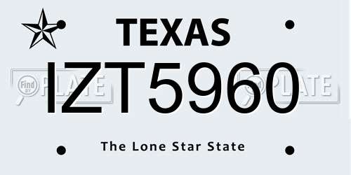 IZT5960 Texas License Plate