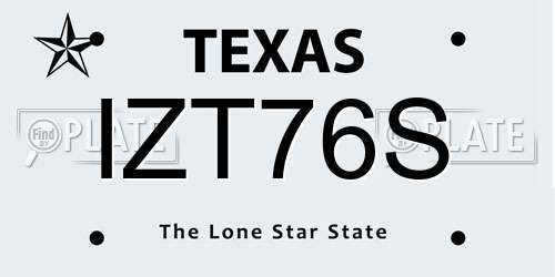 IZT76S Texas License Plate