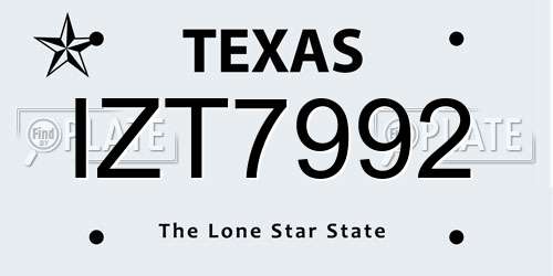 IZT7992 Texas License Plate