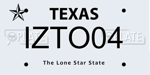 IZTO04 Texas License Plate