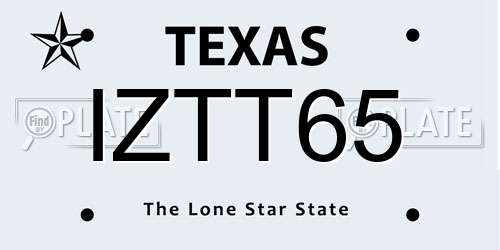 IZTT65 Texas License Plate