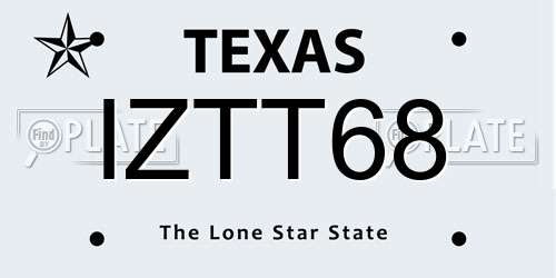 IZTT68 Texas License Plate