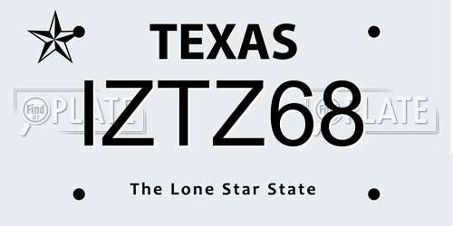 IZTZ68 Texas License Plate