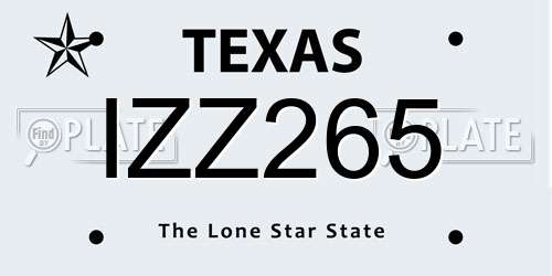 IZZ265 Texas License Plate