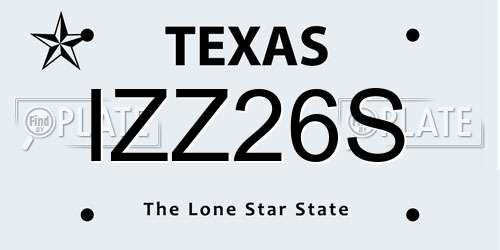 IZZ26S Texas License Plate
