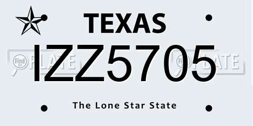 IZZ5705 Texas License Plate