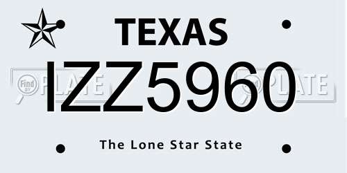 IZZ5960 Texas License Plate