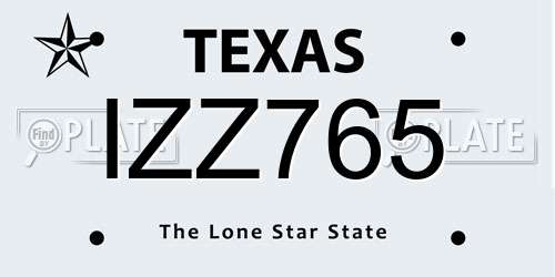 IZZ765 Texas License Plate