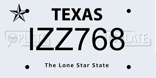 IZZ768 Texas License Plate