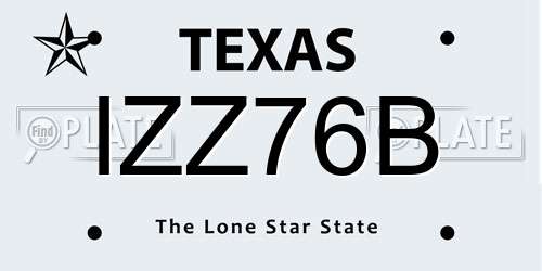 IZZ76B Texas License Plate