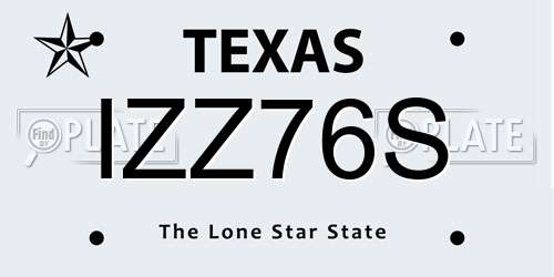 IZZ76S Texas License Plate