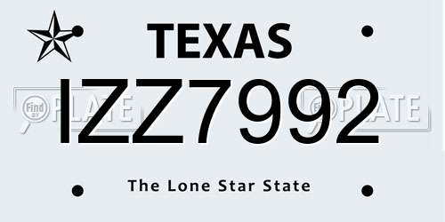 IZZ7992 Texas License Plate