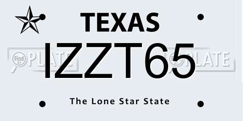 IZZT65 Texas License Plate