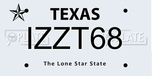 IZZT68 Texas License Plate