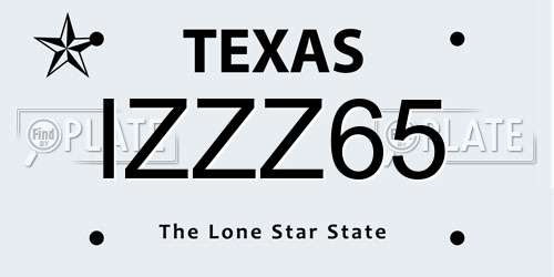 IZZZ65 Texas License Plate