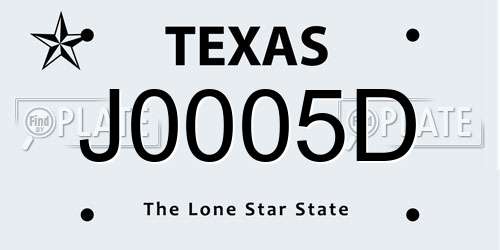 J0005D Texas License Plate