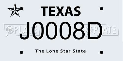J0008D Texas License Plate