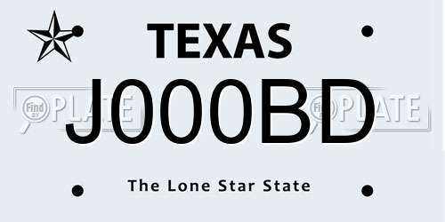 J000BD Texas License Plate