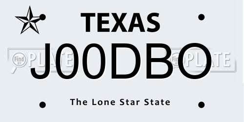 J00DBO Texas License Plate